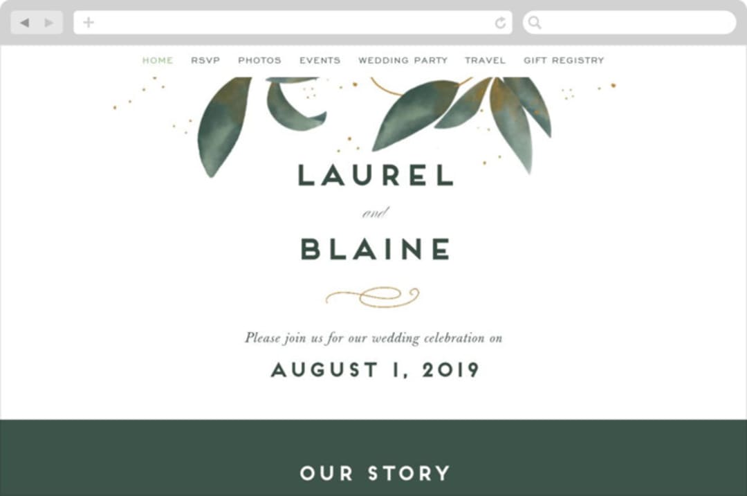 "Love Grows" - Wedding Website in Leaf by Leah Bisch - Desktop Design