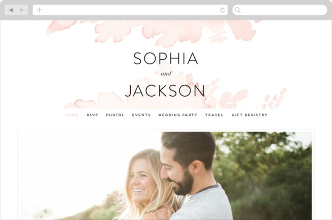 "Ethereal Bouquet" - Wedding Website in Blush by Petra Kern - Desktop Design