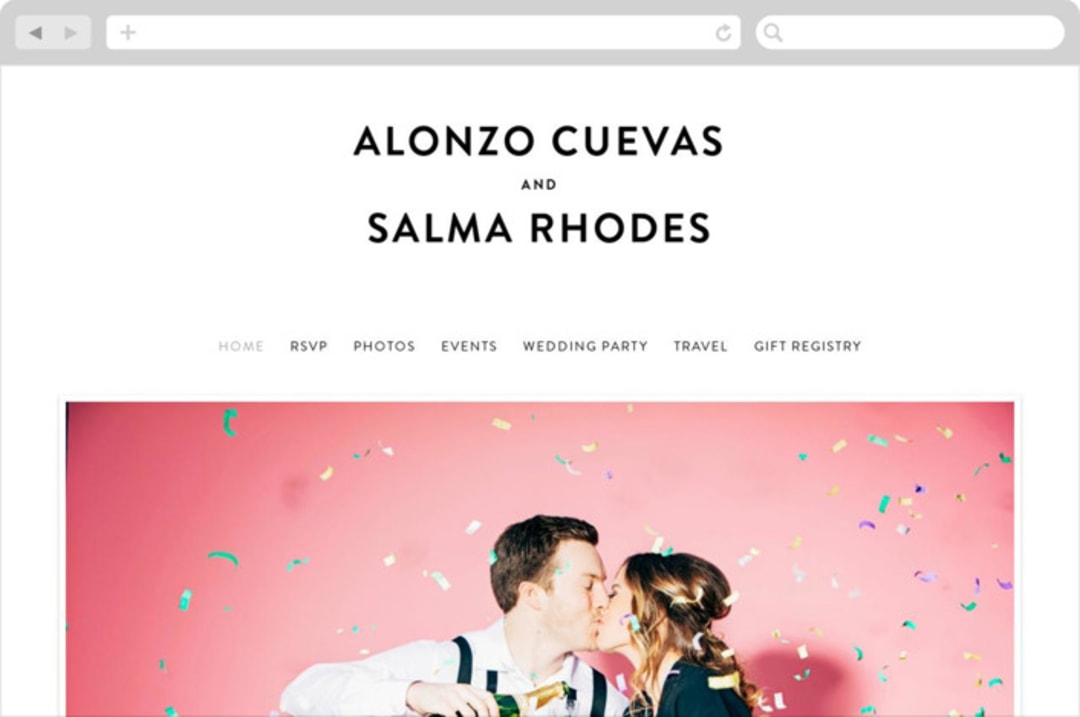 "Bad Dancing" - Wedding Website in Dove by Amy Payne - Desktop Design