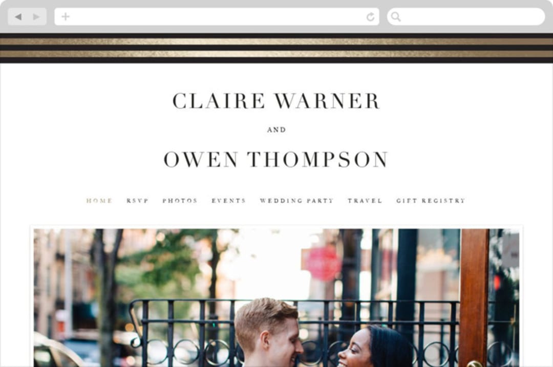 "Deluxe" - Wedding Website in Tuxedo by Jennifer Postorino - Desktop Design