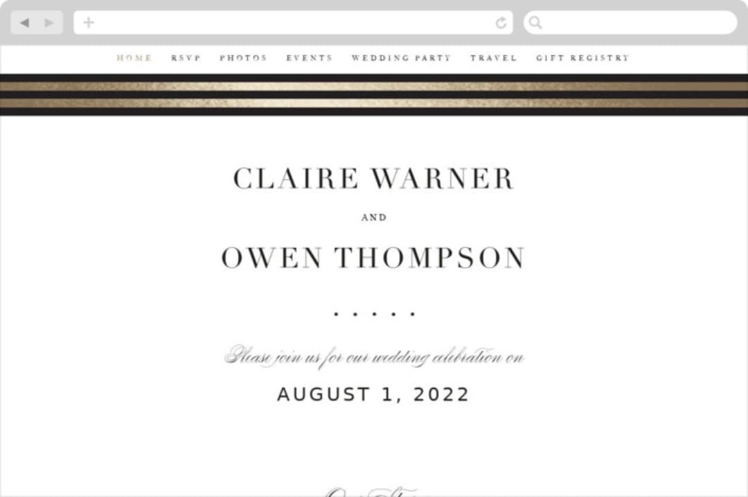 "Deluxe" - Wedding Website in Tuxedo by Jennifer Postorino - Desktop Design