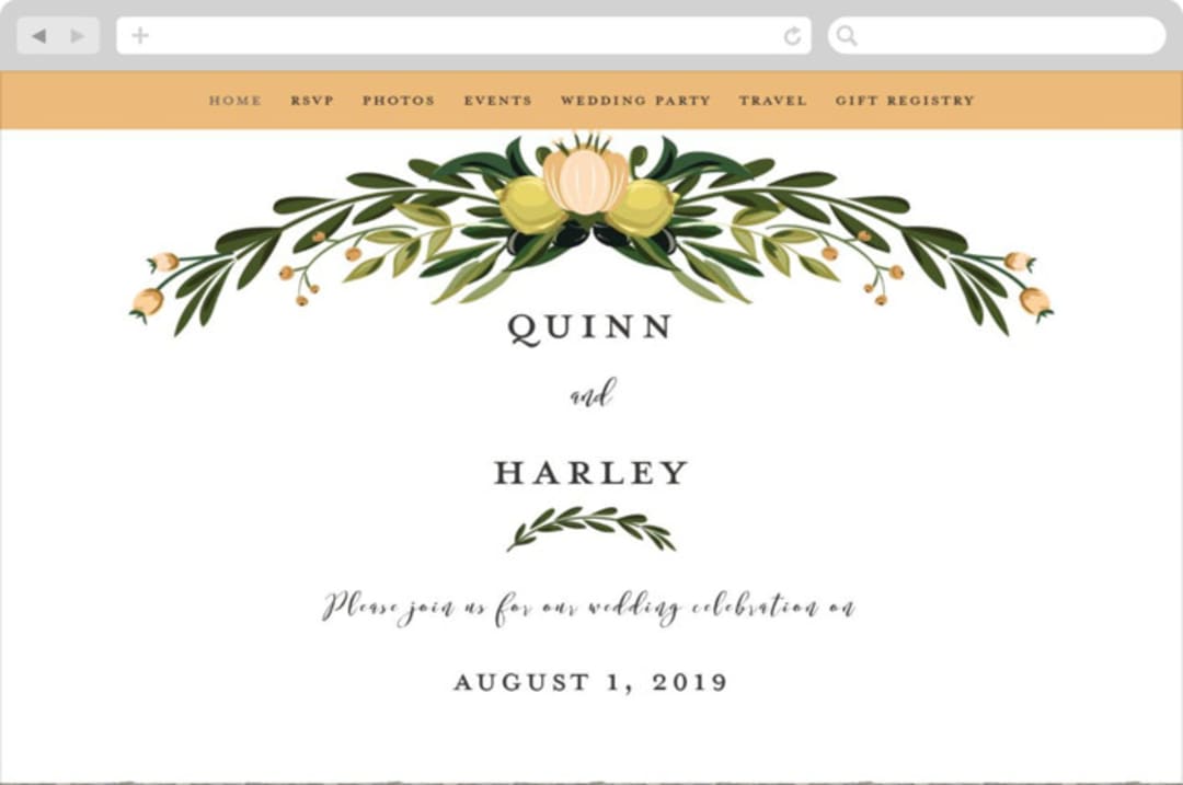 "Amore" - Wedding Website in Sunset by Susan Moyal - Desktop Design