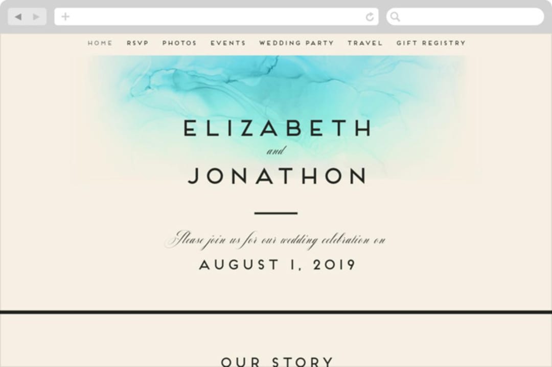 "Ombio" - Wedding Website in Aqua by GeekInk Design - Desktop Design