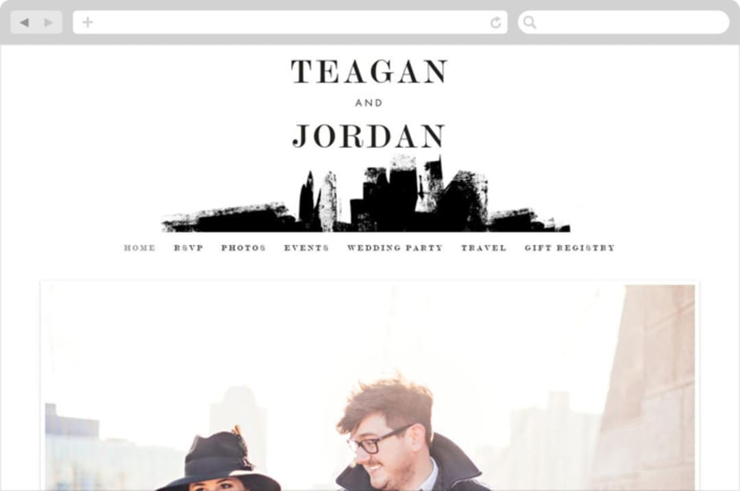 "Urban" - Wedding Website in Onyx by Lori Wemple - Desktop Design