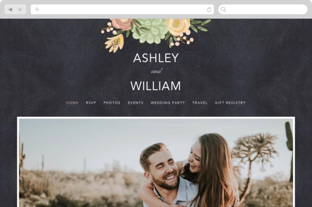 "botanica" - Wedding Website in Midnight by Griffinbell Paper Co. - Desktop Design