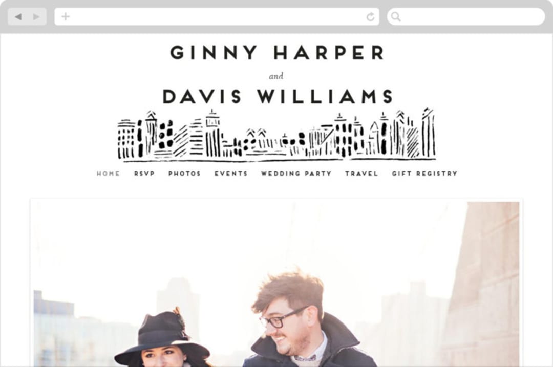 "Love In The City" - Wedding Website in Pearl by Shiny Penny Studio - Desktop Design