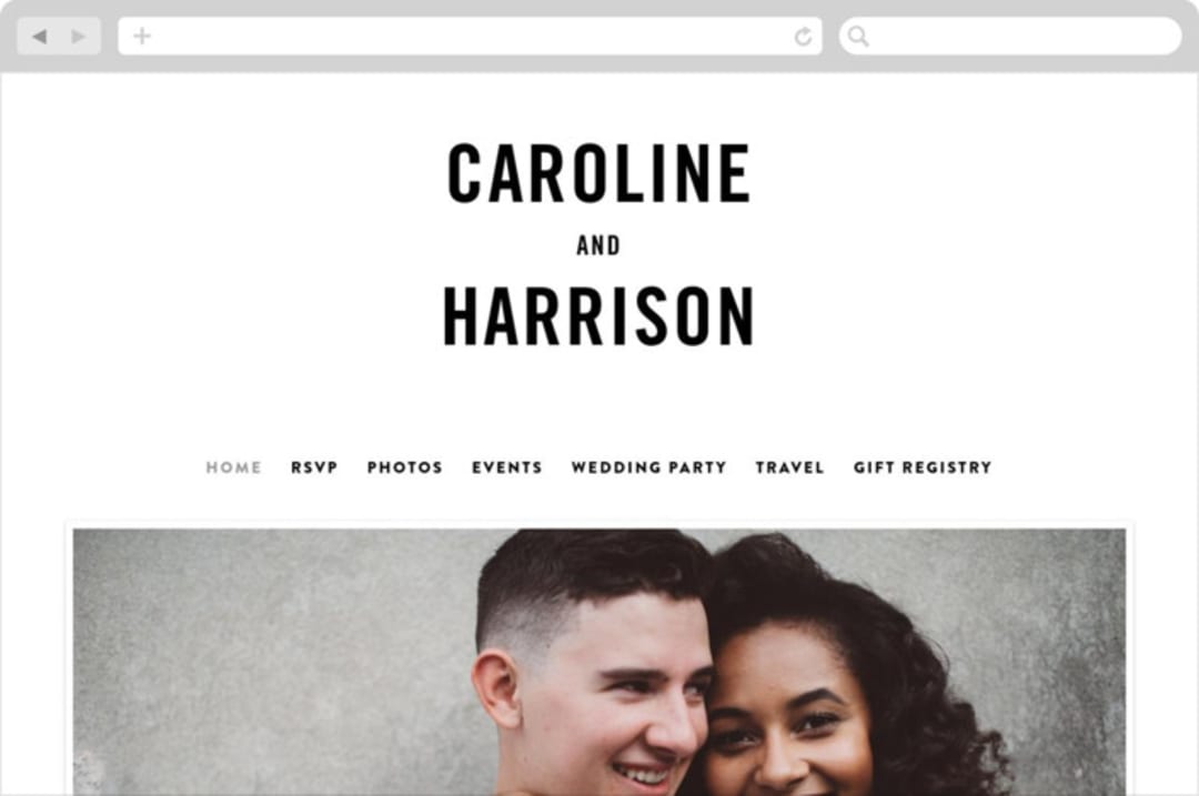 "Open Bar" - Wedding Website in Tuxedo by Jennifer Lew - Desktop Design