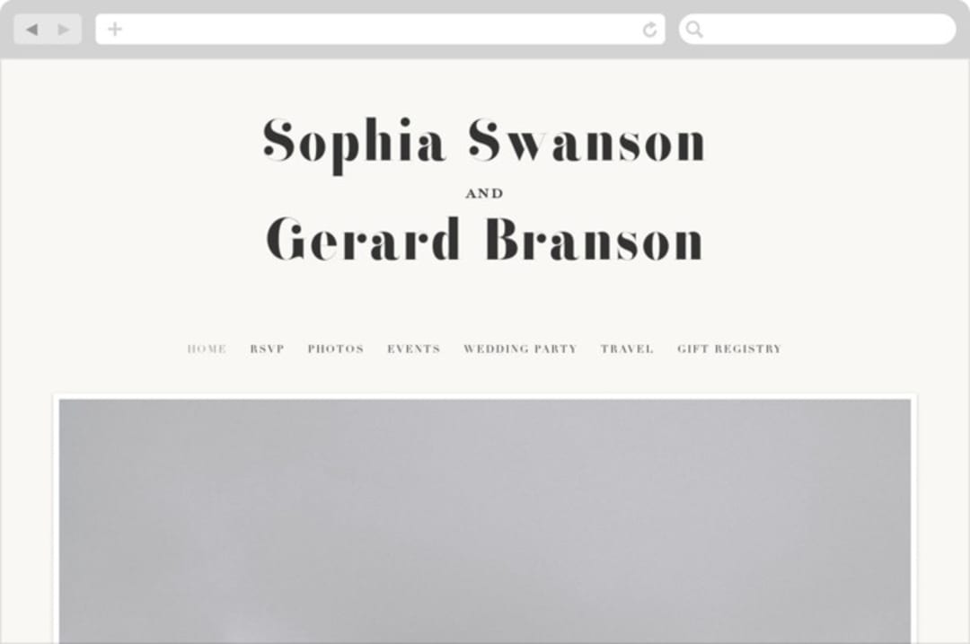 "Modern Initials" - Wedding Website in Buttercream by Lori Wemple - Desktop Design