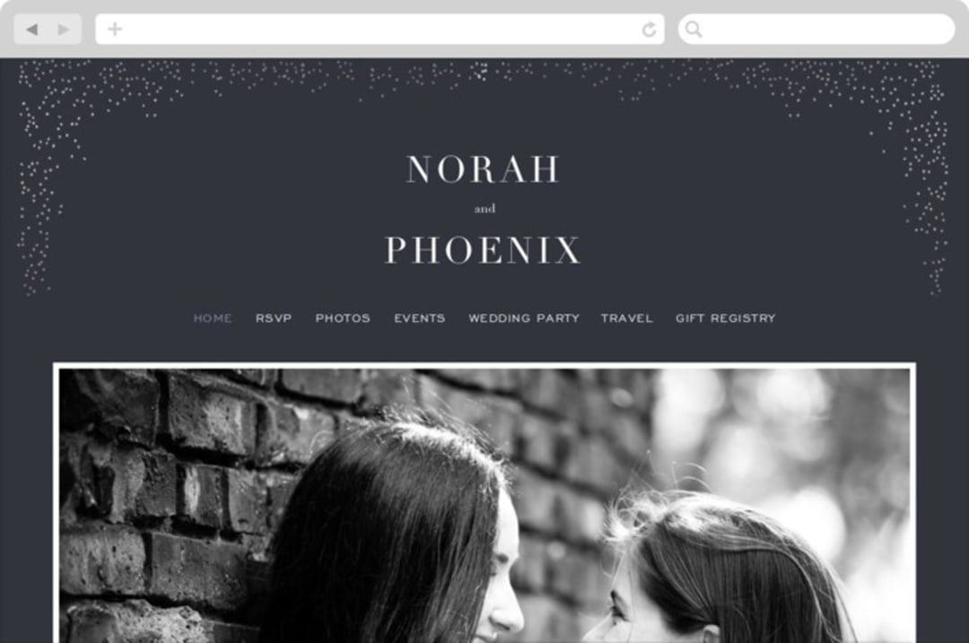"Amazed" - Wedding Website in Obsidian by Design Lotus - Desktop Design