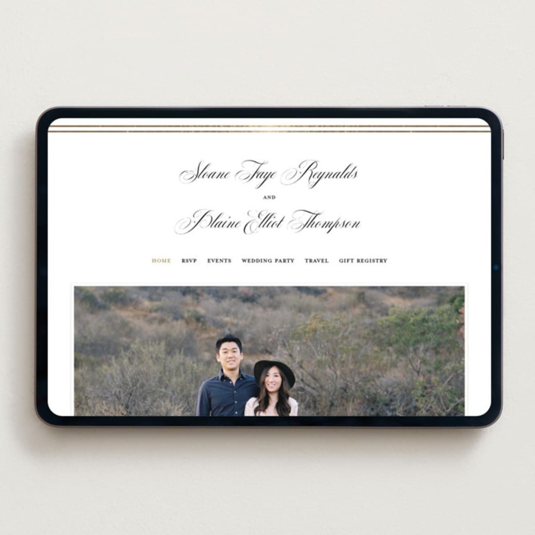 "Scripted Striped" - Wedding Website in Silk by Carolyn MacLaren - Desktop Design