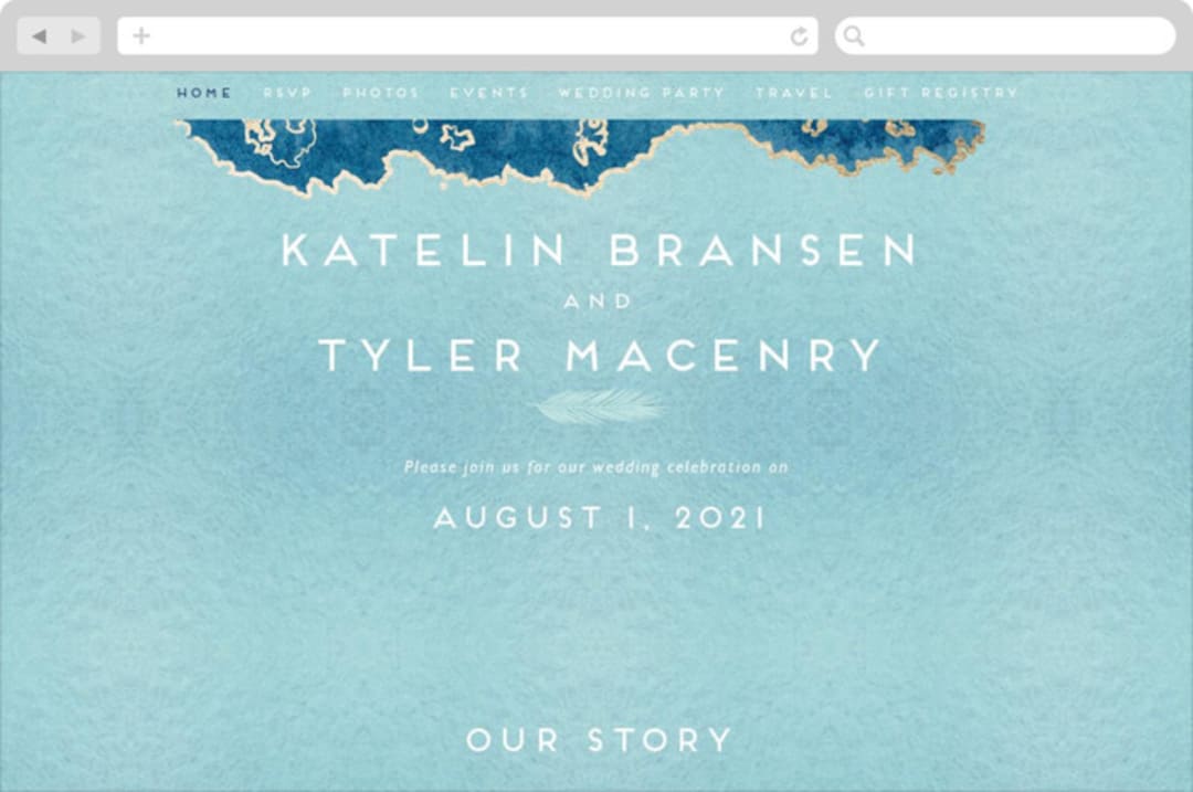 "Sea Crest" - Wedding Website in Turquoise by Kaydi Bishop - Desktop Design