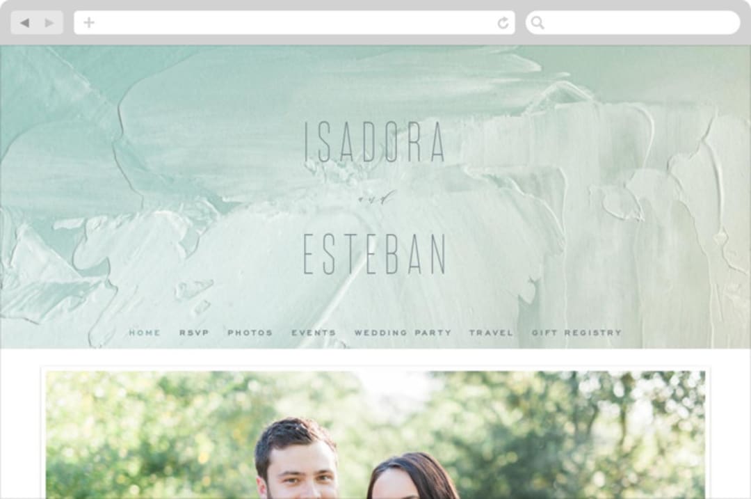 "Painted Sea" - Wedding Website in Seafoam by Hooray Creative - Desktop Design