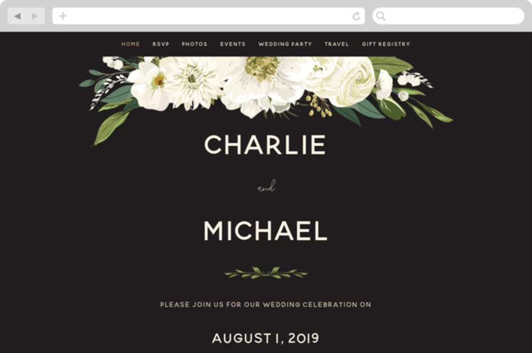 "Garden Blooms" - Wedding Website in Ivory by Susan Moyal - Desktop Design