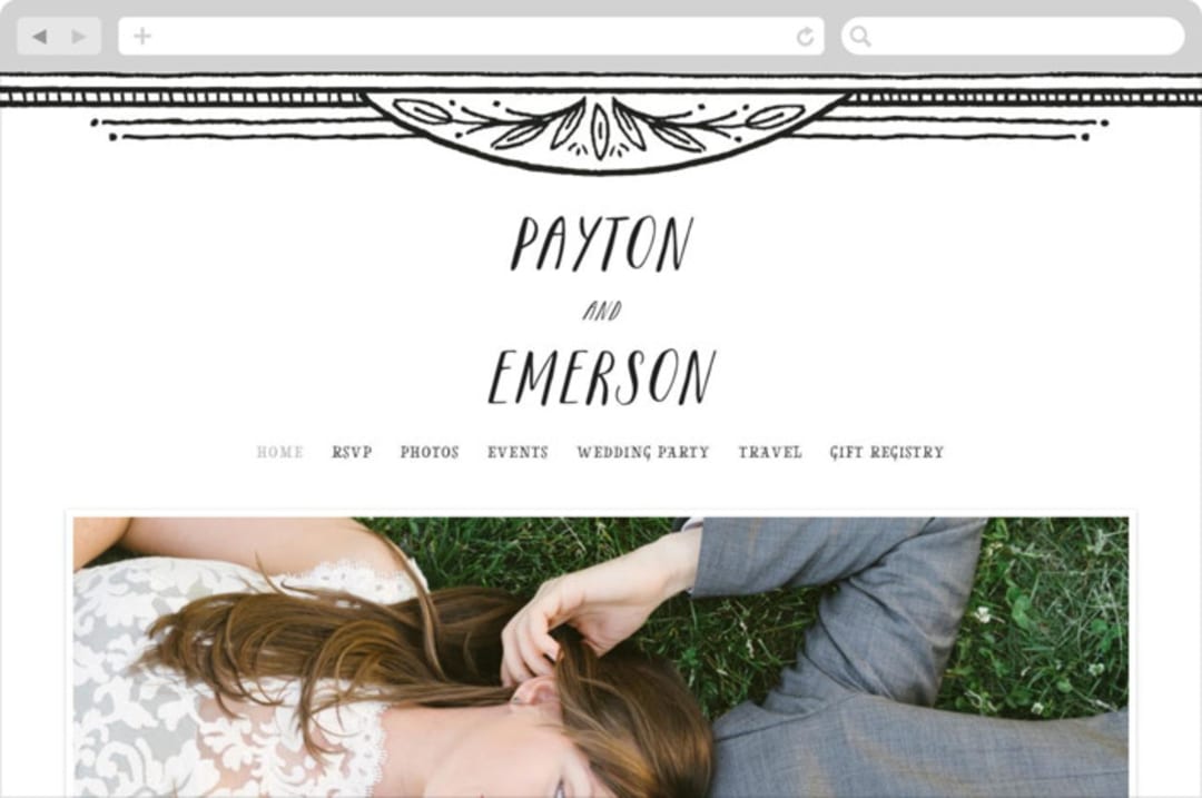 "Ink Detailing Frame" - Wedding Website in Ink by Shiny Penny Studio - Desktop Design