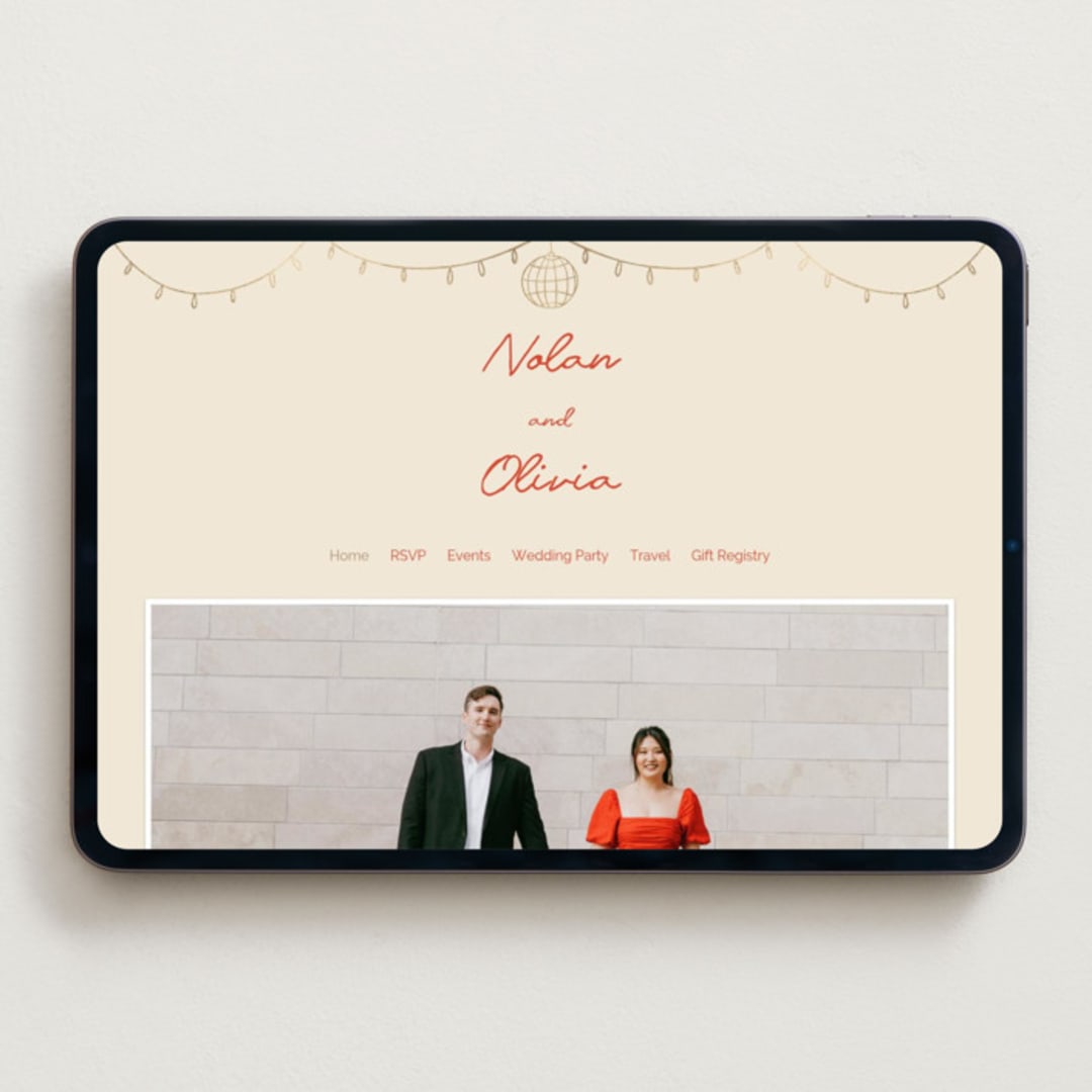 "Party On!" - Wedding Website in Sangria Sparkf by Zove Ahhh - Desktop Design