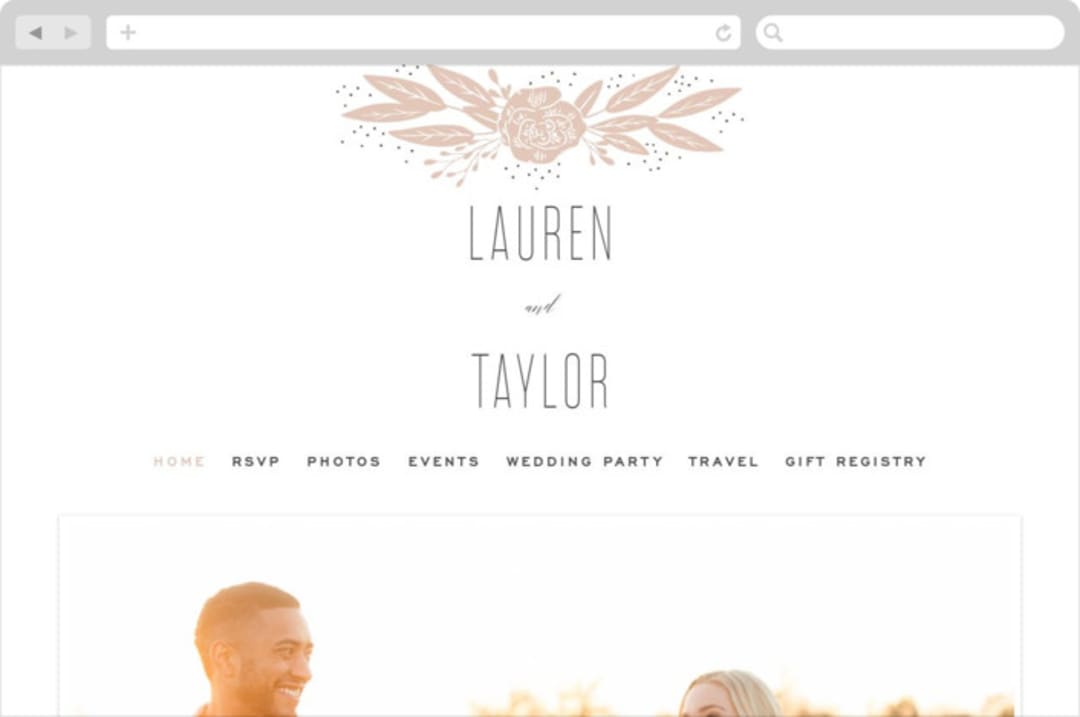 "Rose" - Wedding Website in Latte by Leah Bisch - Desktop Design