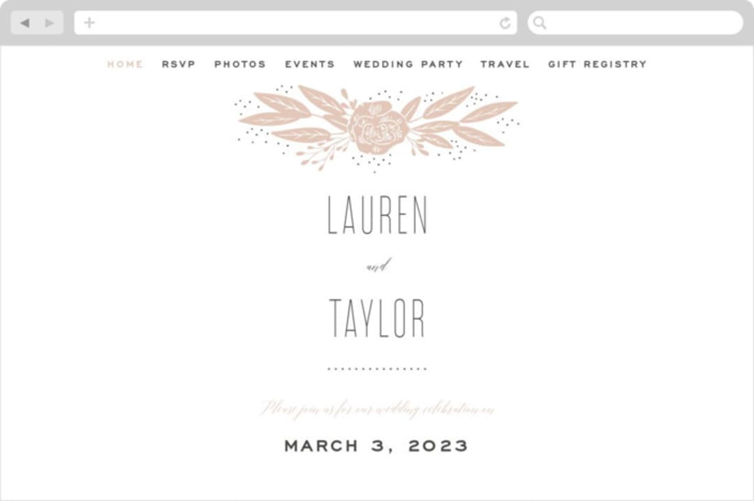 "Rose" - Wedding Website in Latte by Leah Bisch - Desktop Design