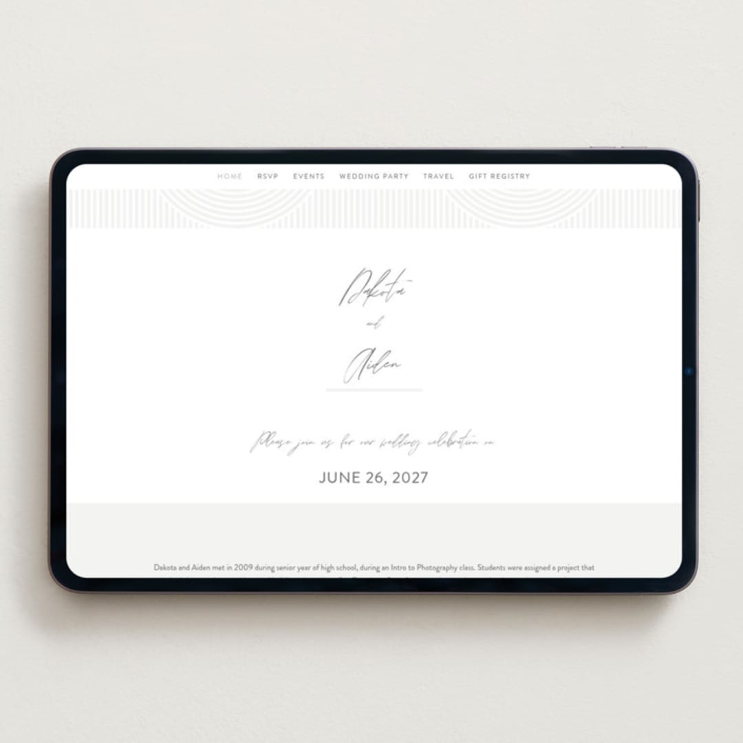 "Art Deco" - Wedding Website in Pewter by Shannon Chen of Four Wet Feet Studio - Desktop Design