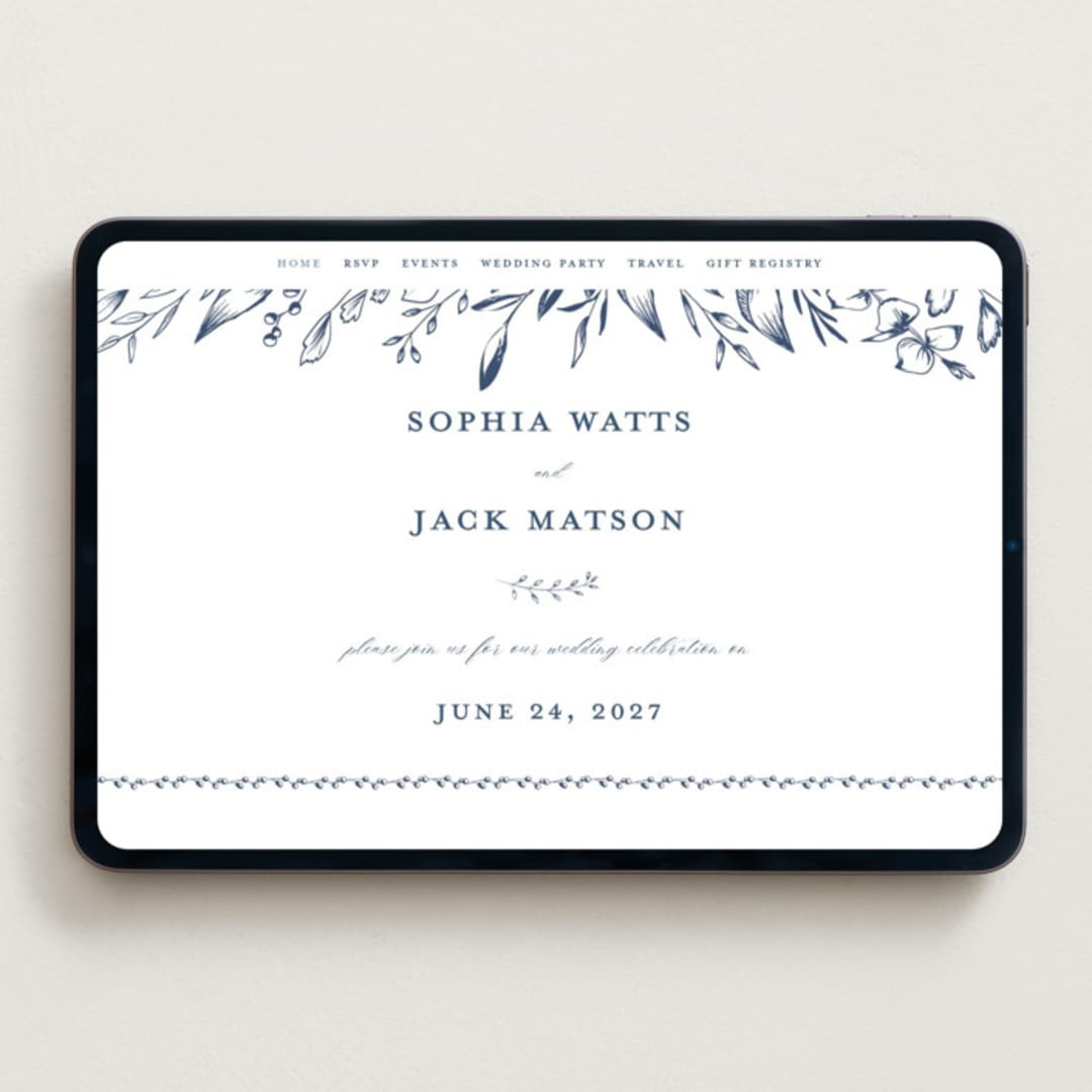 "Everlasting" - Wedding Website in Indigo by Susan Moyal - Desktop Design