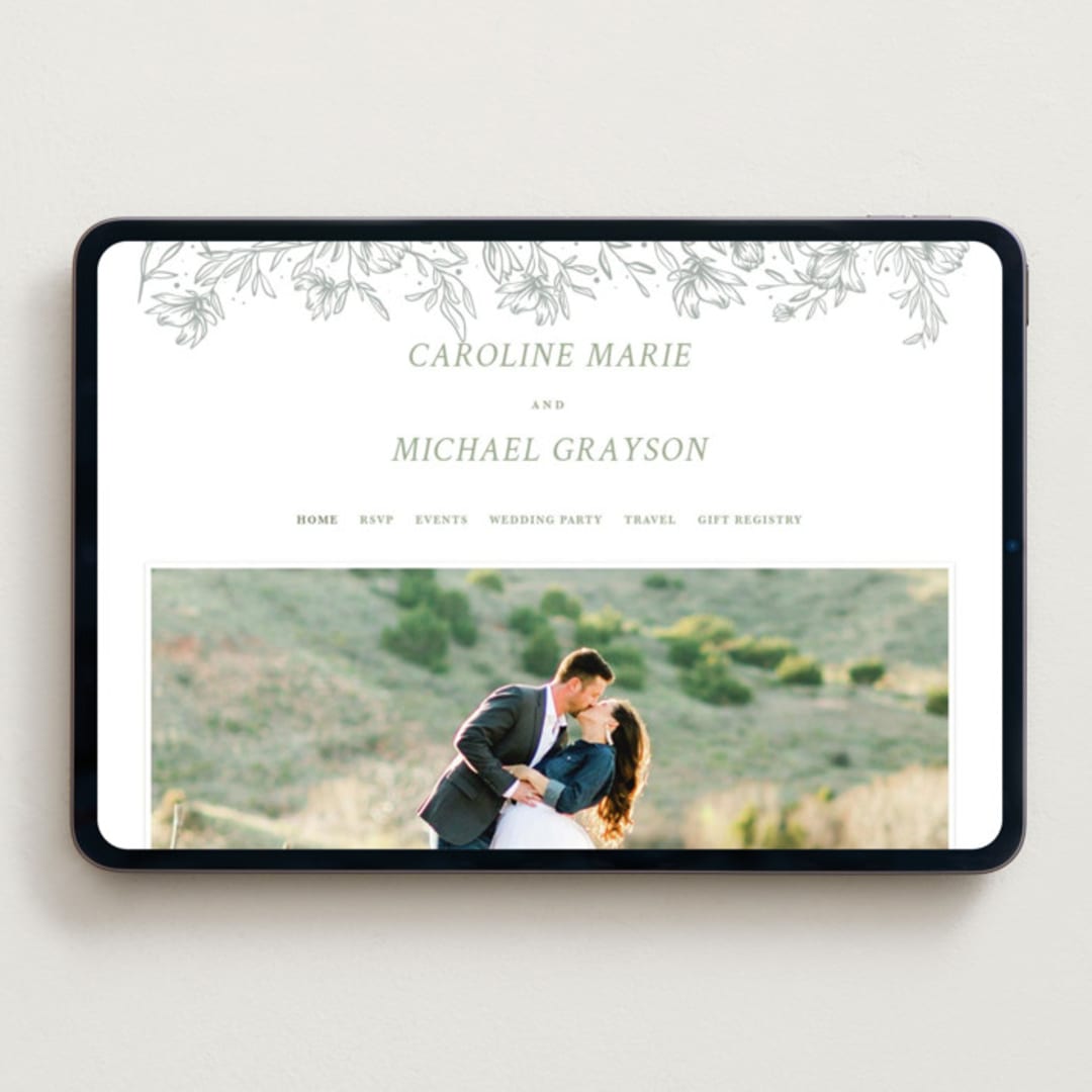 "Magnolia" - Wedding Website in Moss by Camille Robinson - Desktop Design