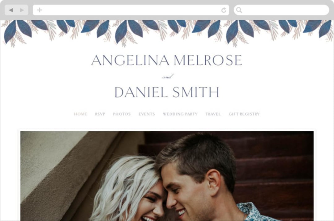"Bouquet" - Wedding Website in Cobalt by Jen Owens - Desktop Design