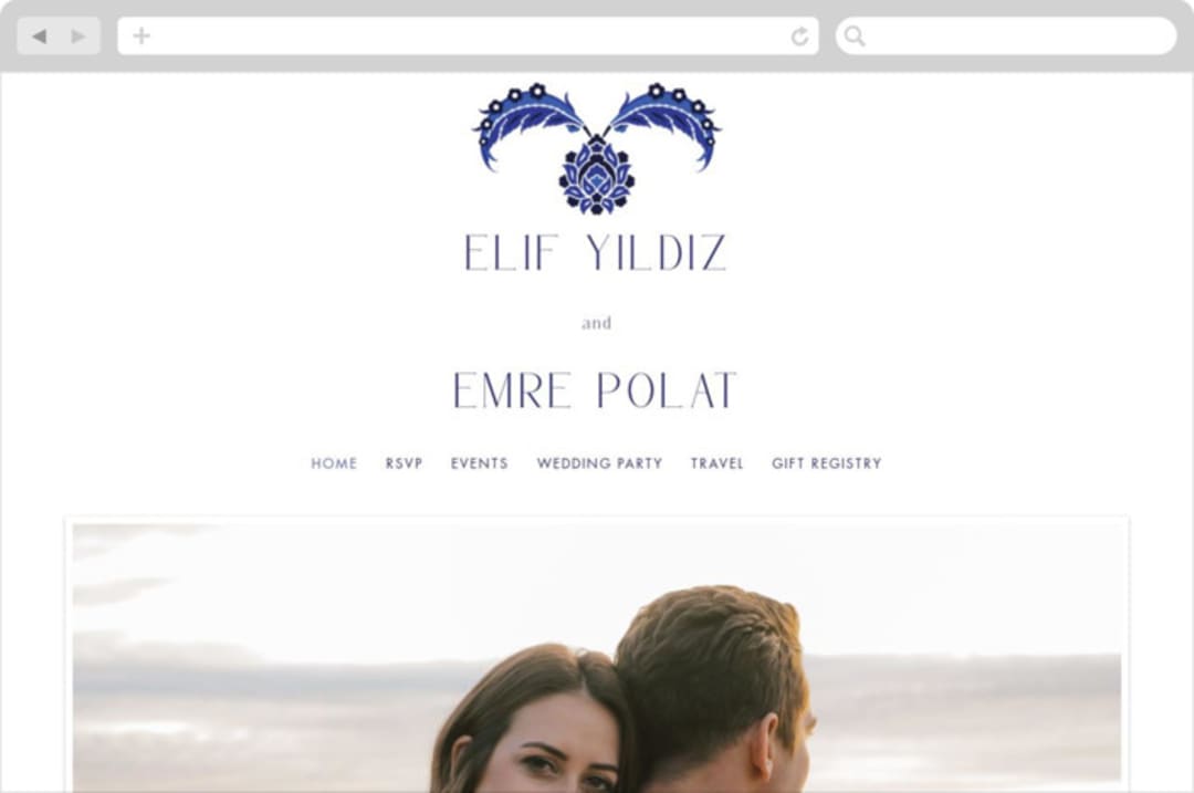 "Topkapi" - Wedding Website in Cobalt by Nazia Hyder - Desktop Design