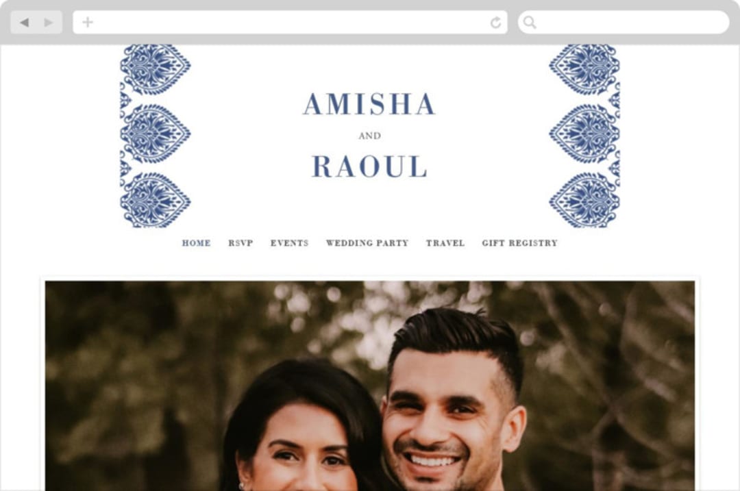 "Calcutta Stamp" - Wedding Website in Azure by Oma N. Ramkhelawan - Desktop Design