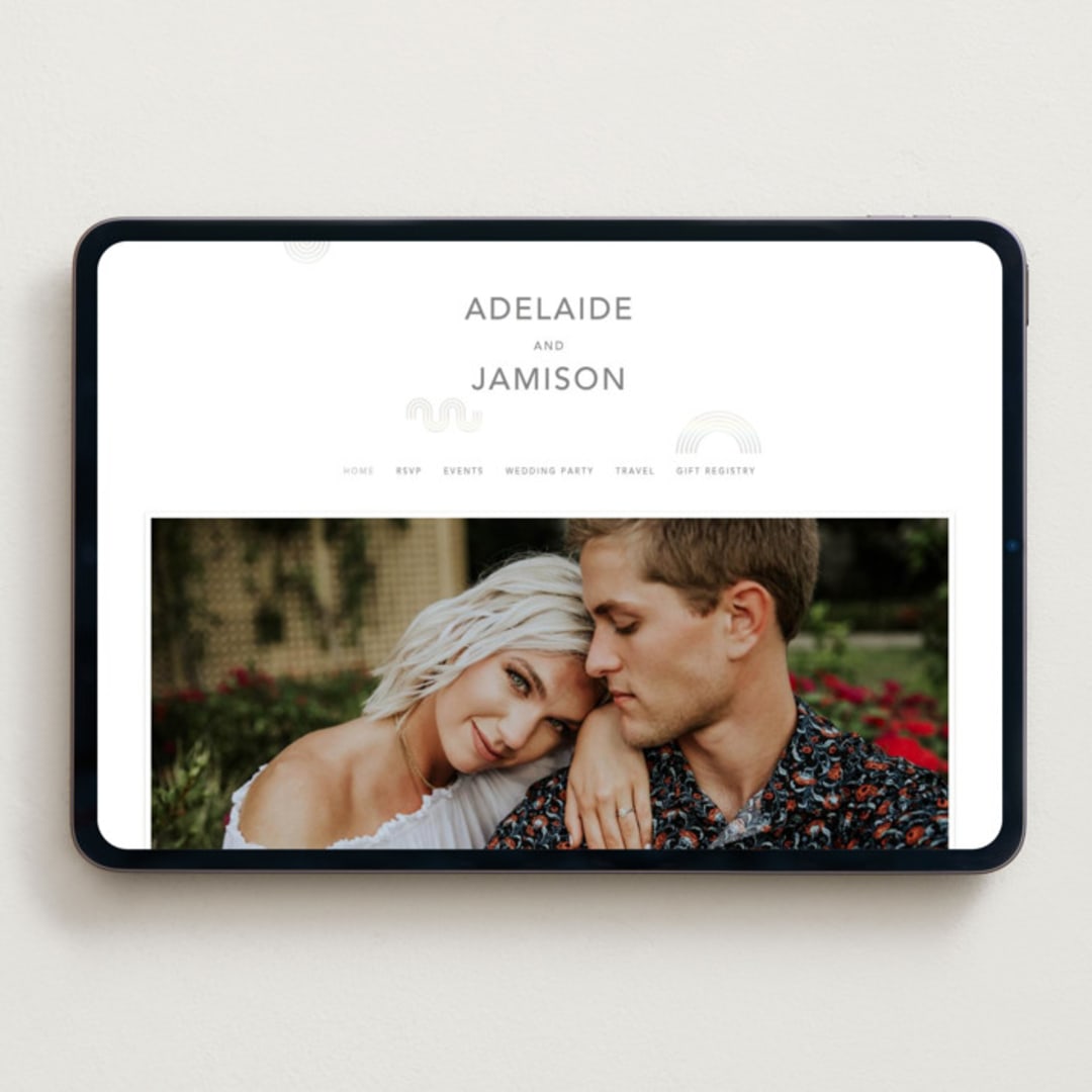 "Connected" - Wedding Website in Snow by Kelsey Mucci - Desktop Design