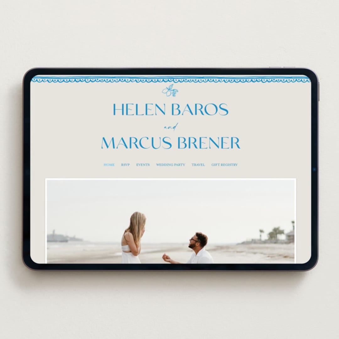 "Mediterraneo" - Wedding Website in Ocean by Pati Cascino - Desktop Design