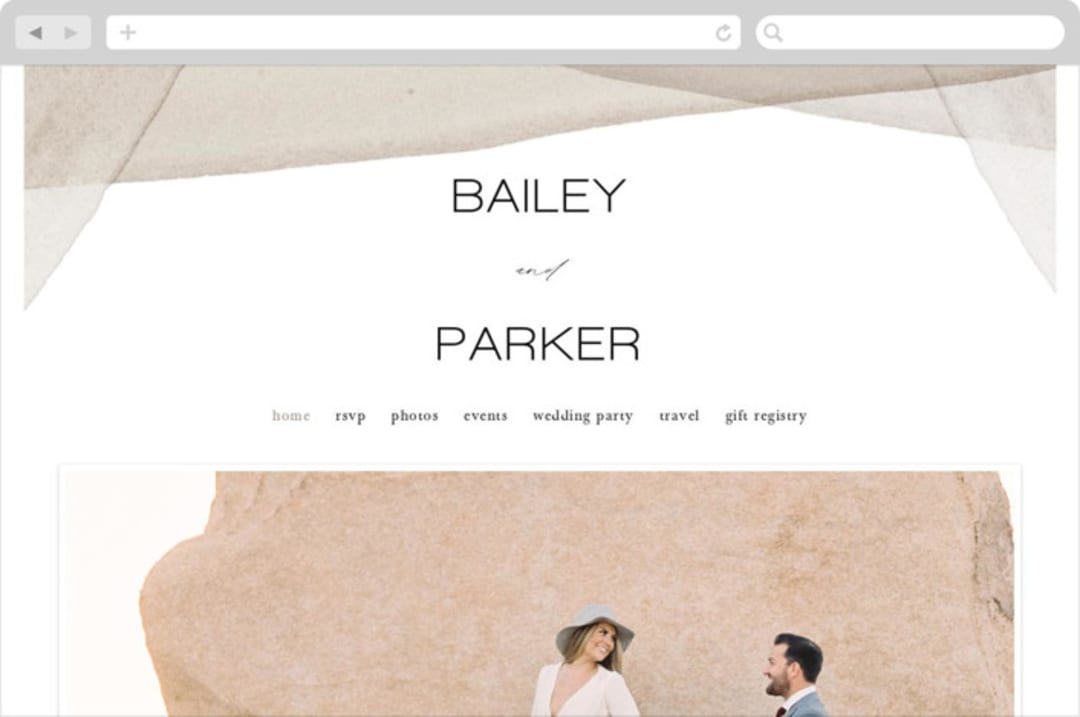 "Gossamer" - Wedding Website in Sandstone by Kate Ahn - Desktop Design