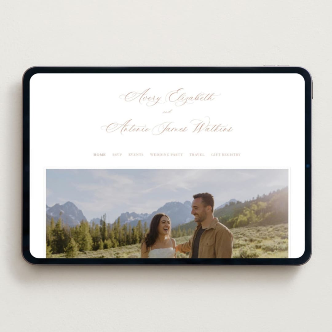 "Avery" - Wedding Website in Dusty Pink by Jennifer Postorino - Desktop Design