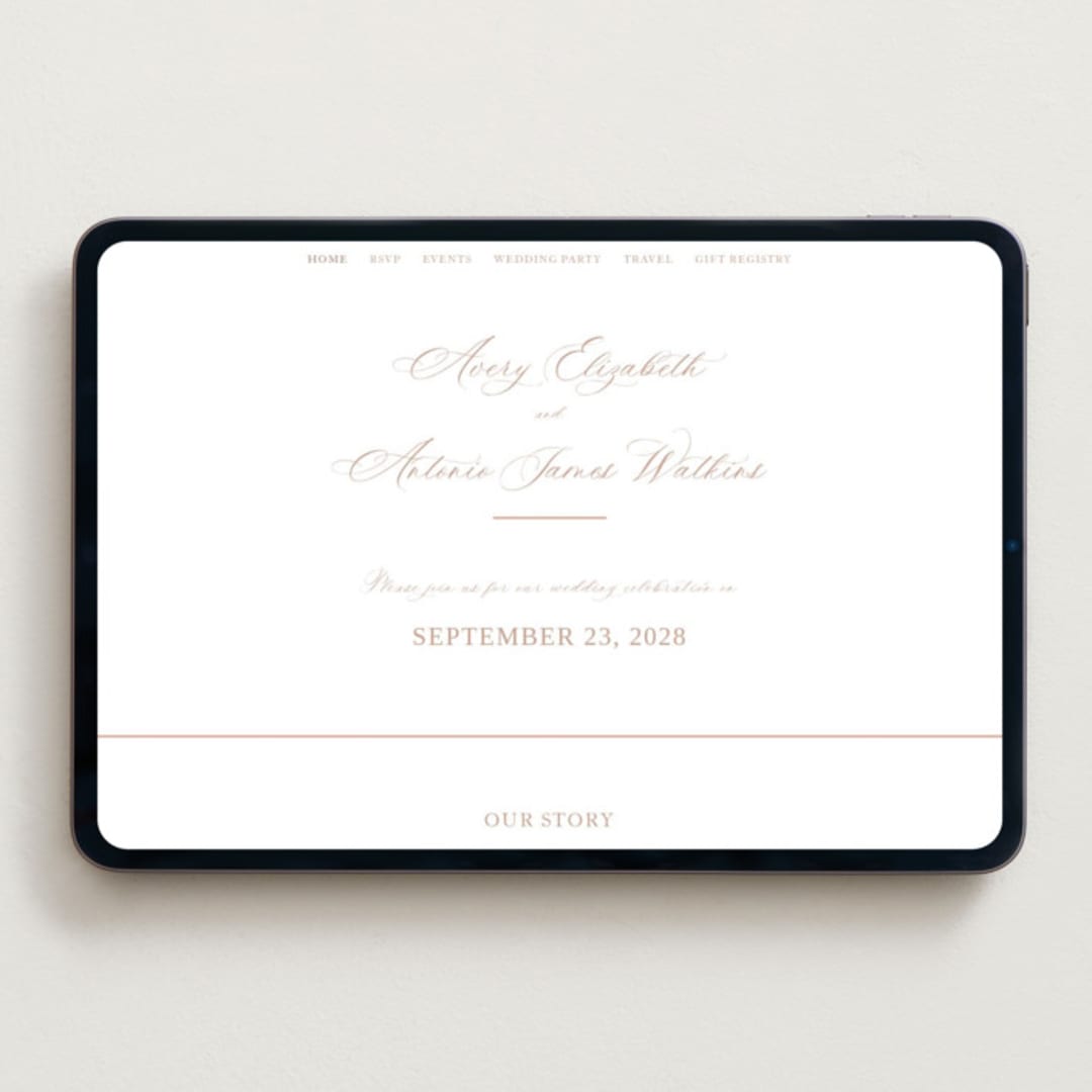 "Avery" - Wedding Website in Dusty Pink by Jennifer Postorino - Desktop Design