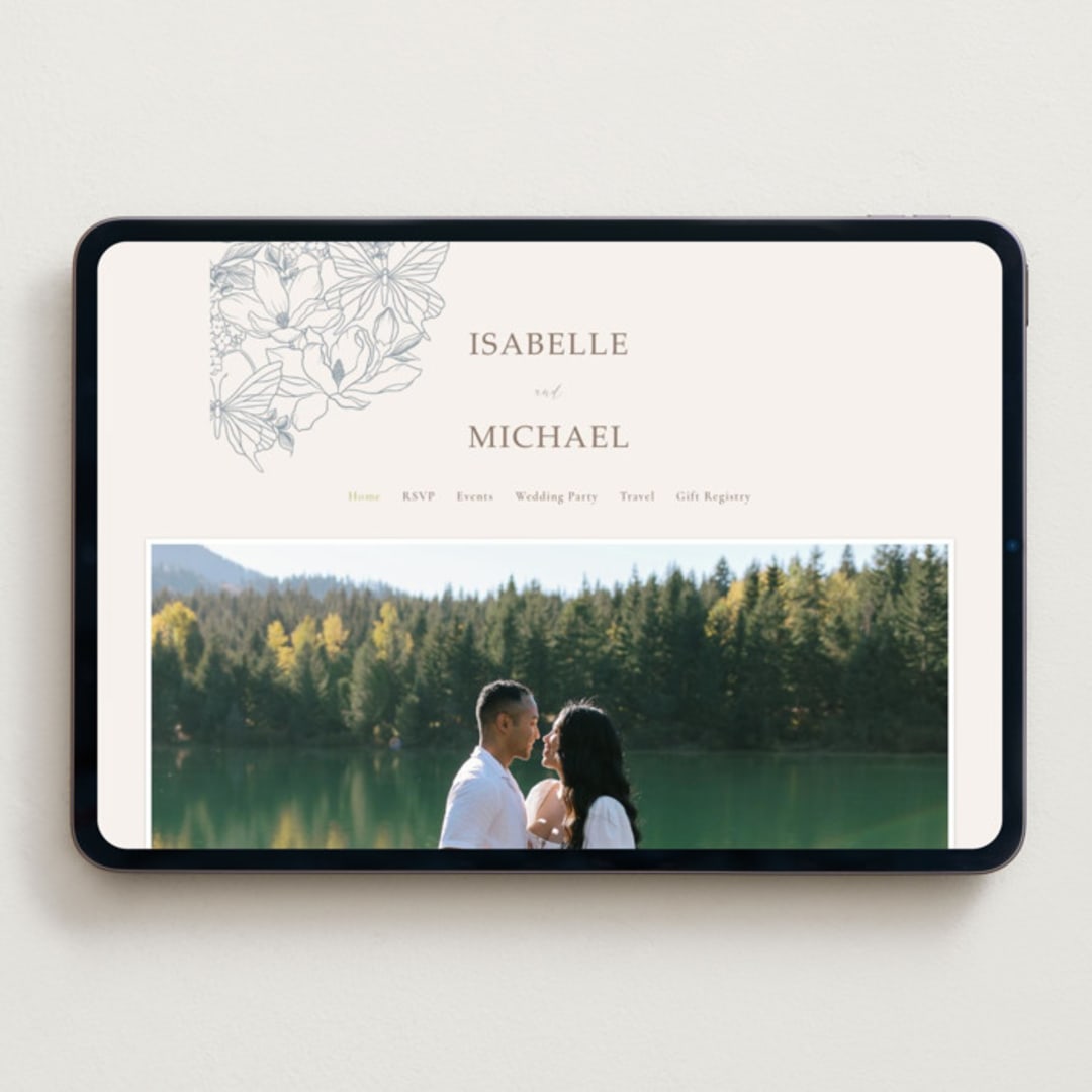 "Magnolias" - Wedding Website in Sky by Sabrin Deirani - Desktop Design