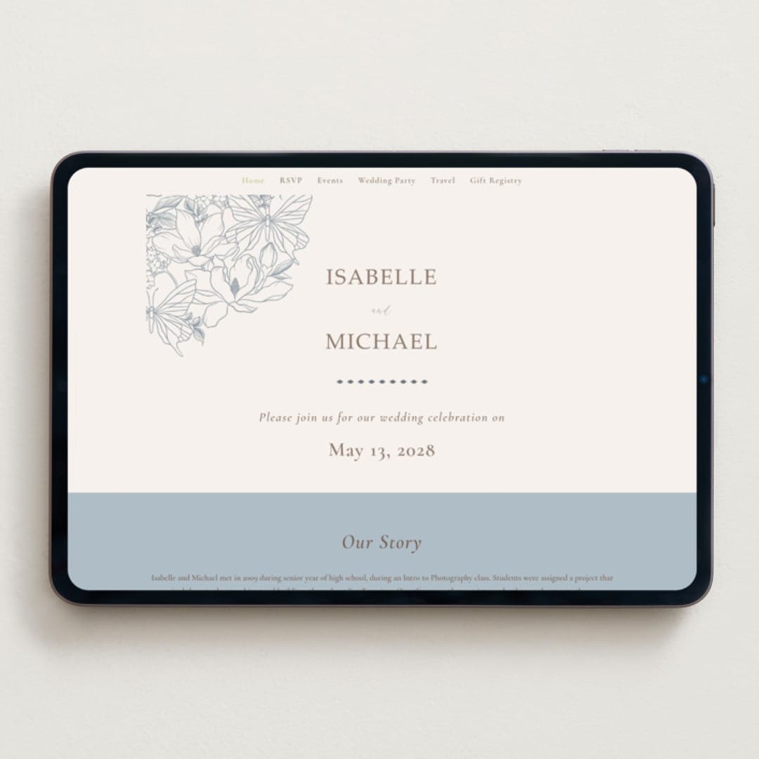 "Magnolias" - Wedding Website in Sky by Sabrin Deirani - Desktop Design