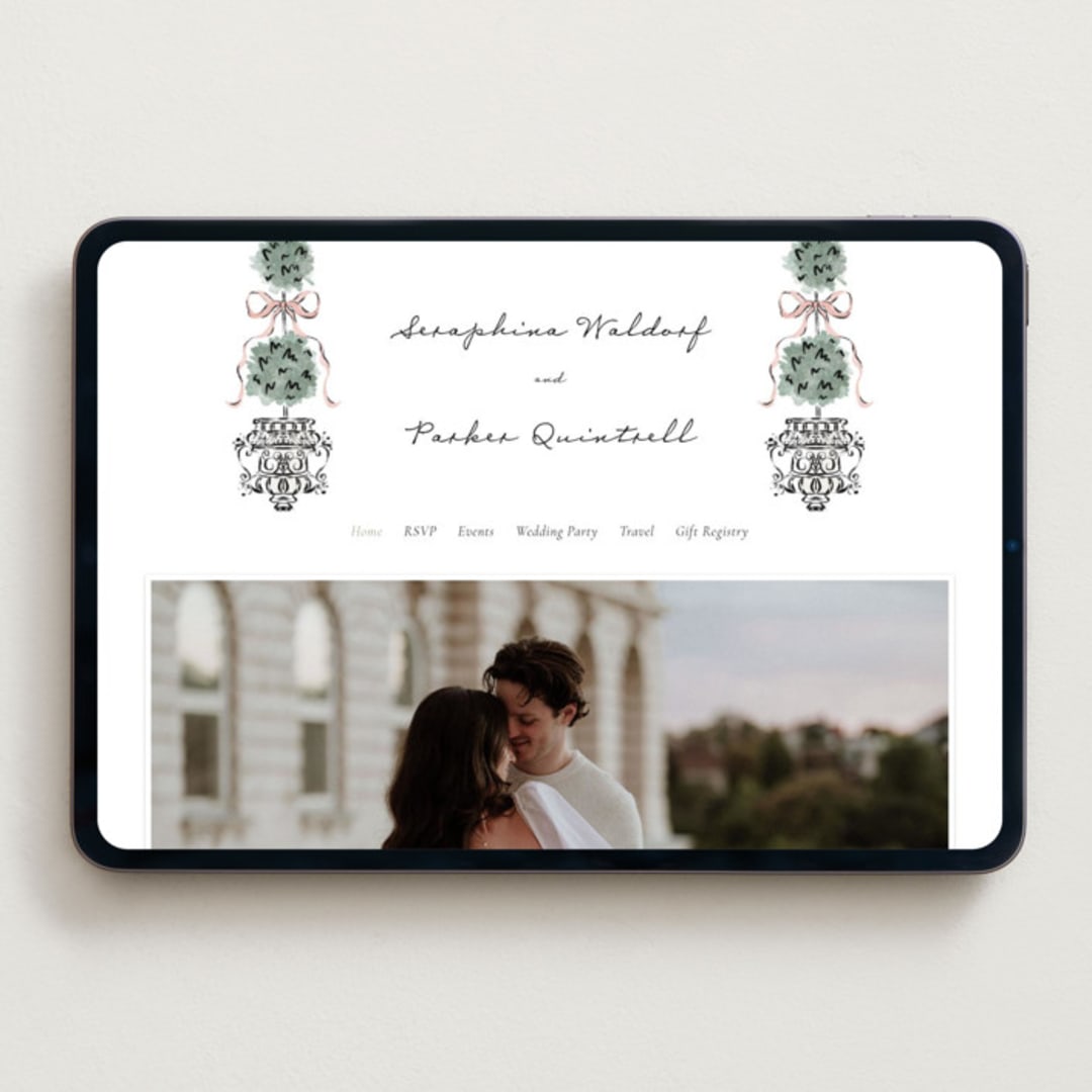 "Hand illustrated Garden Gate" - Wedding Website in Forest by Jackie Crawford - Desktop Design