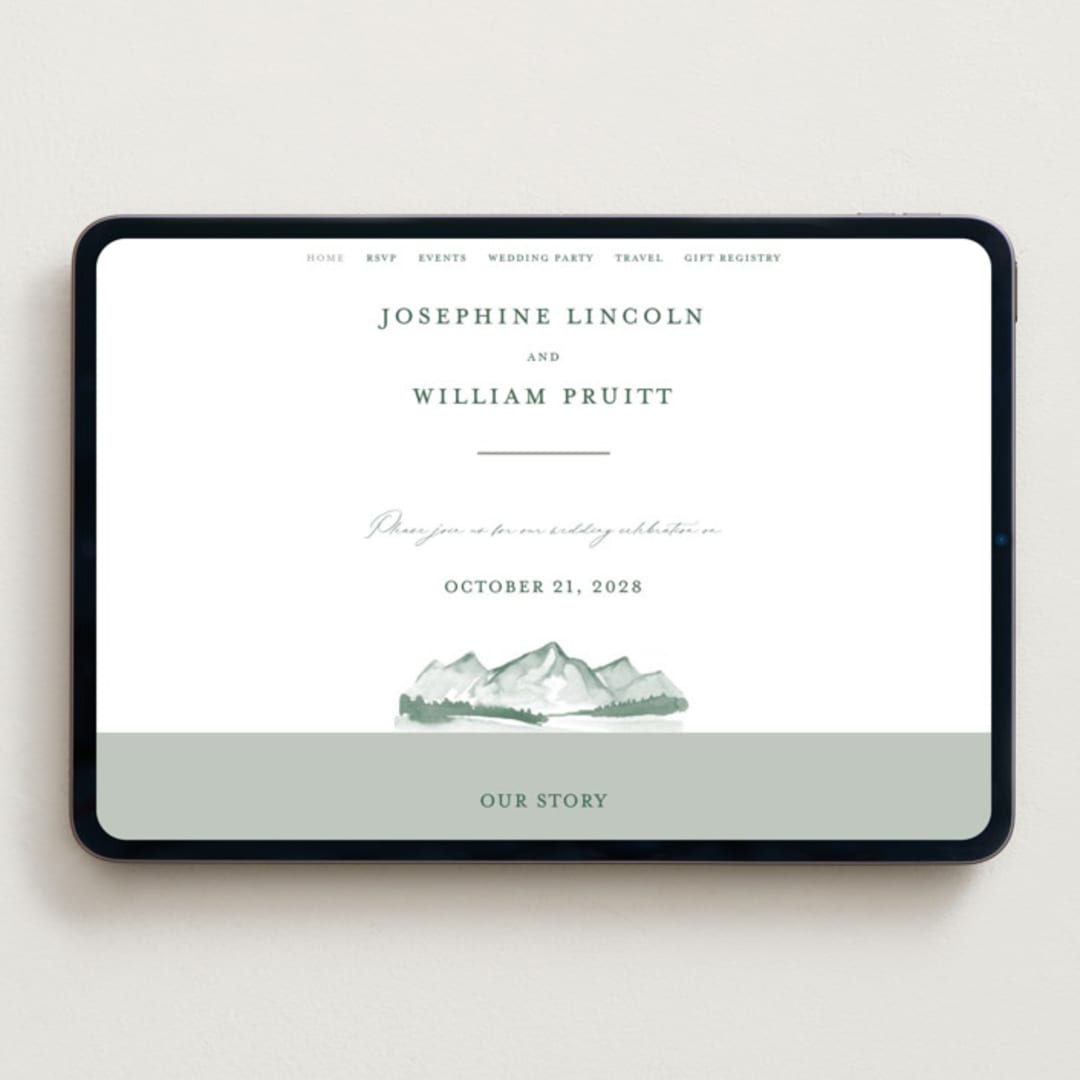 "Mountain Ridge" - Wedding Website in Pine by Amy Kross - Desktop Design