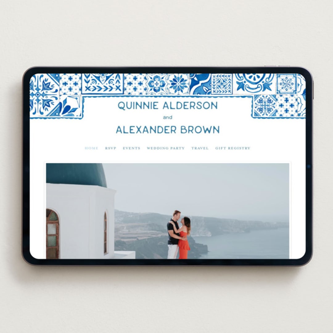 "watercolor tile" - Wedding Website in Navy by Anastasia Makarova - Desktop Design