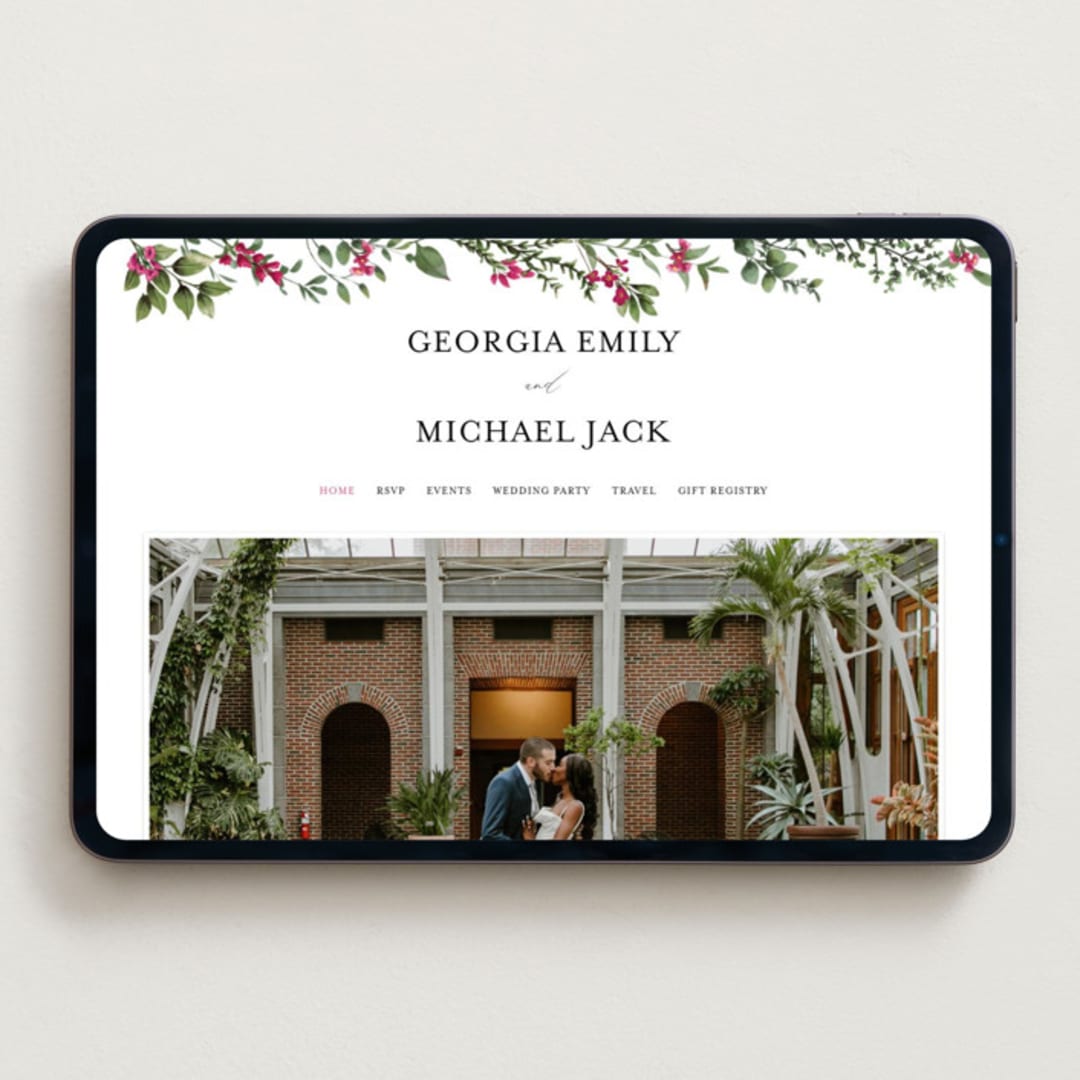 "Romantic Florals" - Wedding Website in Peony by Susan Moyal - Desktop Design