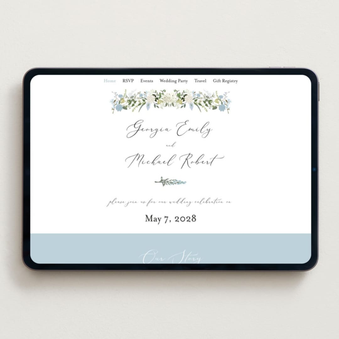 "Hydrangea Vine" - Wedding Website in Coastal by Susan Moyal - Desktop Design