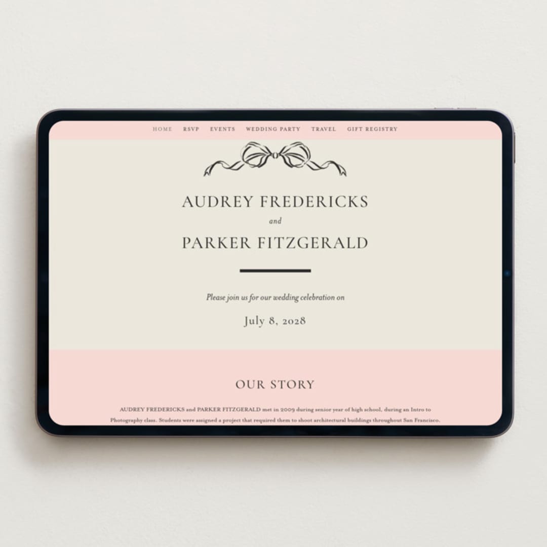 "Hand Illustrated Crest" - Wedding Website in Peony by Jackie Crawford - Desktop Design