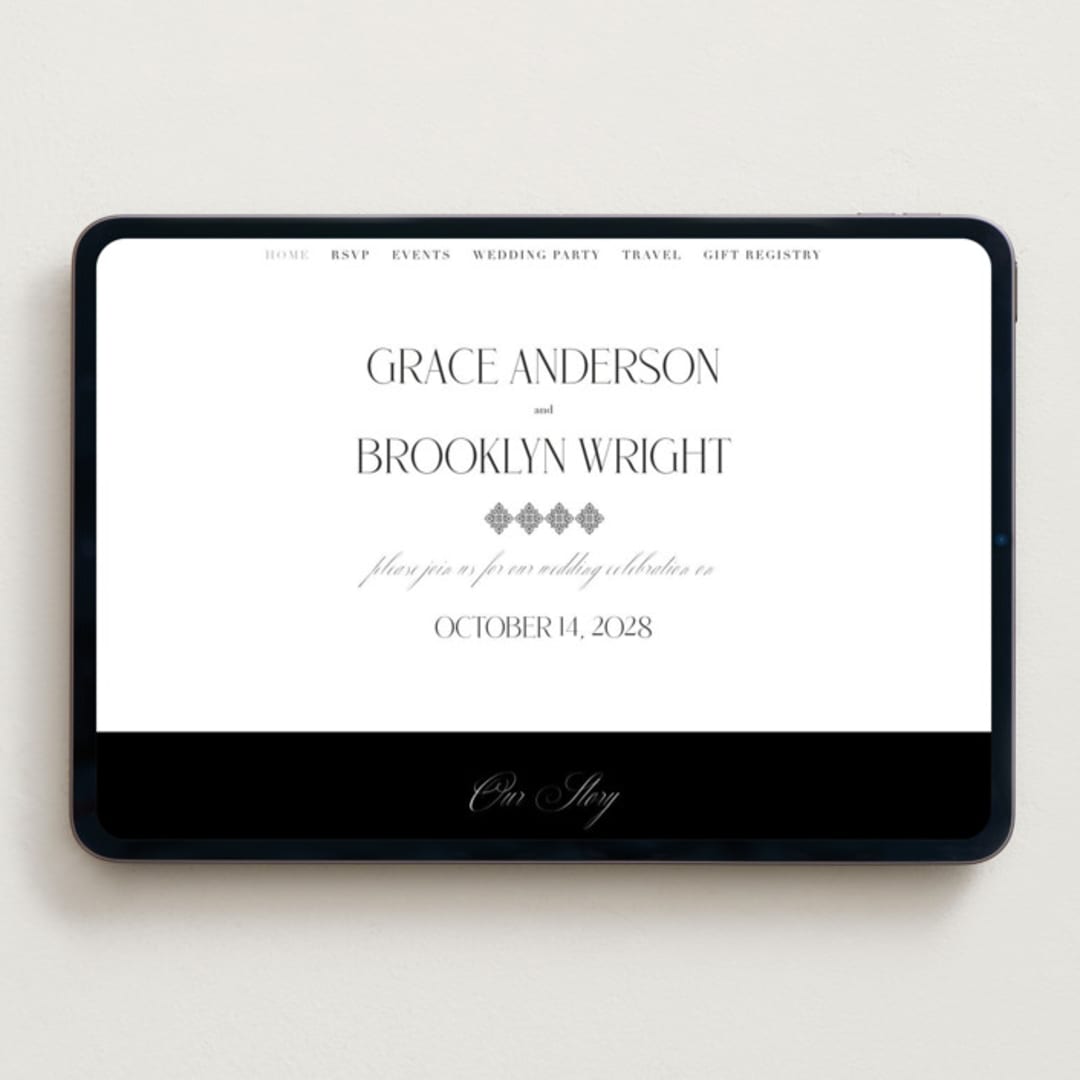 "Grand Scale" - Wedding Website in Caviar by Olivia Raufman - Desktop Design
