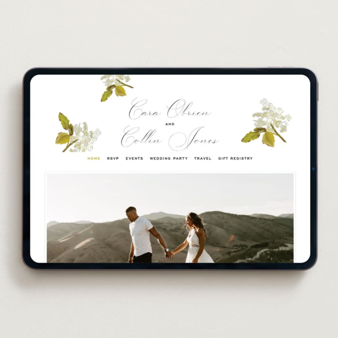 "Limelight" - Wedding Website in Linen by Olivia Kanaley Inman - Desktop Design
