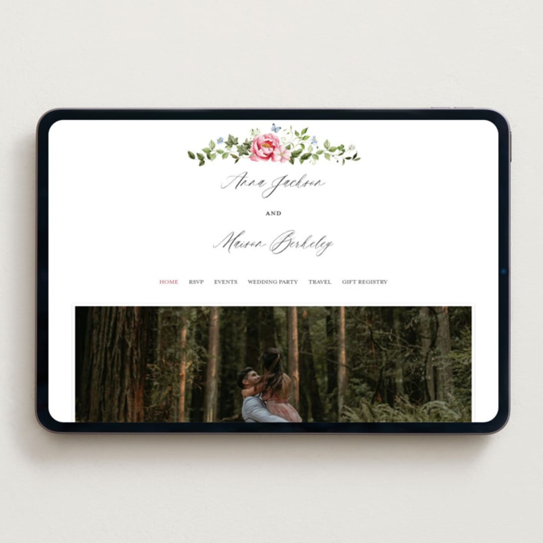 "Ornate" - Wedding Website in Peony by Sarah Knight - Desktop Design