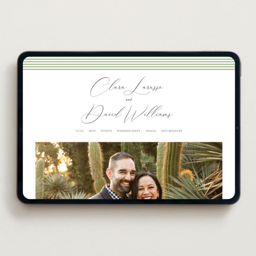 "Palm Monogram" - Wedding Website in Leaf by Olivia Raufman - Desktop Design
