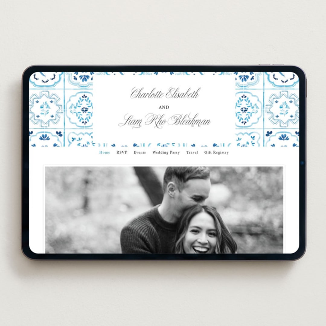 "Almafi" - Wedding Website in Cerrulean by Itsy Belle Studio - Desktop Design