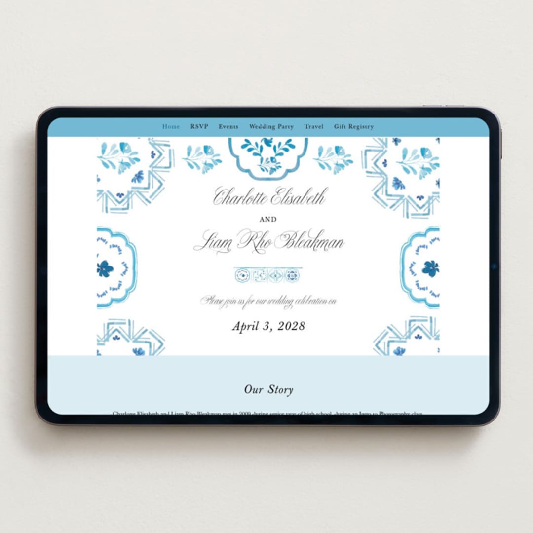 "Almafi" - Wedding Website in Cerrulean by Itsy Belle Studio - Desktop Design