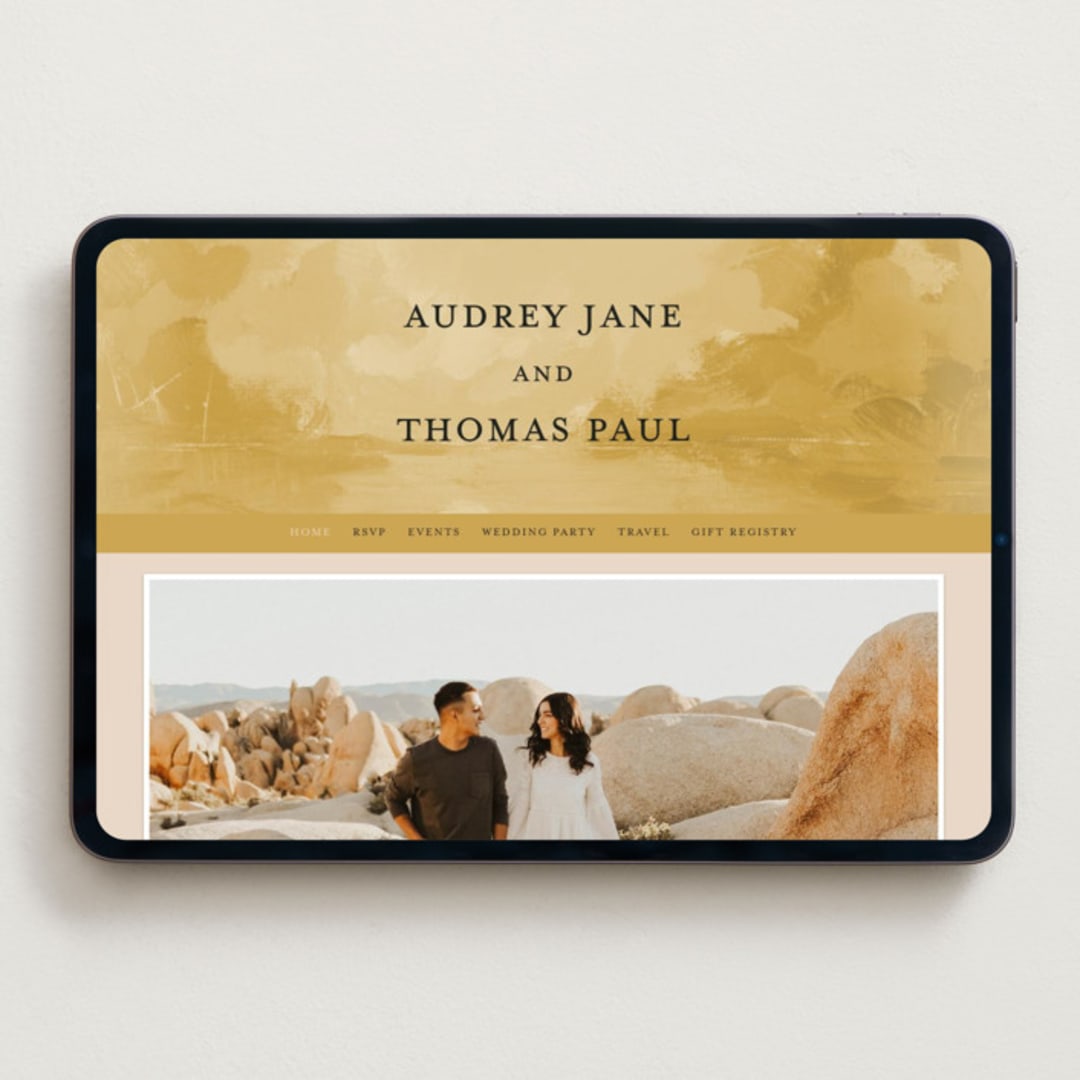 "Silhouette" - Wedding Website in Sunrise by Lindsay Megahed - Desktop Design