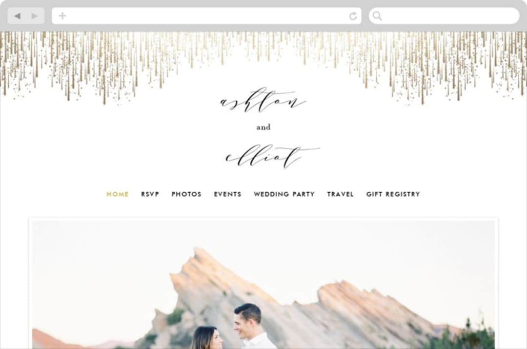 "Sparkle + Shine" - Wedding Website in Gold by Kristie Kern - Desktop Design