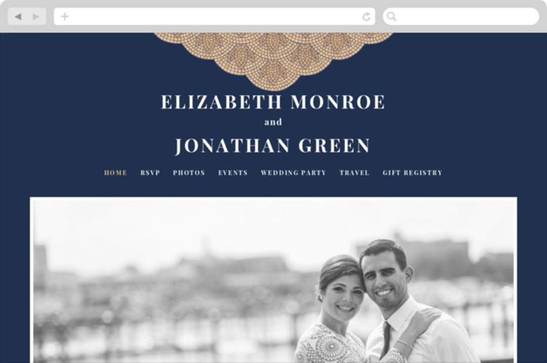 "Mosaic" - Wedding Website in Navy by GeekInk Design - Desktop Design