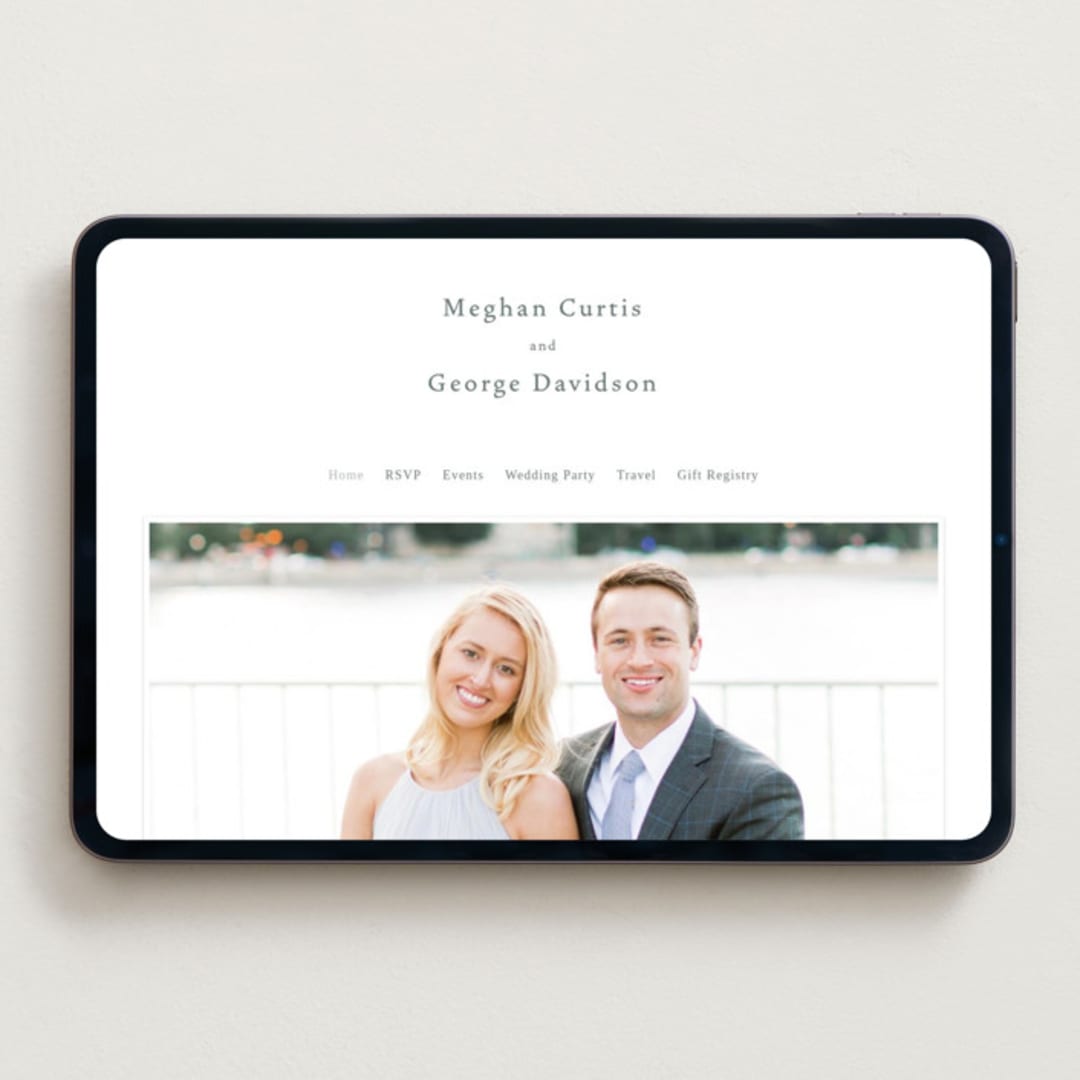 "Wreathed Monogram" - Wedding Website in Stone by Katherine Moynagh - Desktop Design